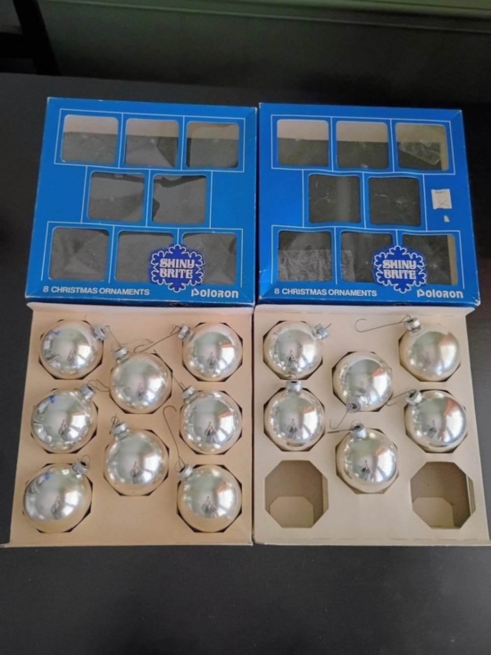 Lot of 14 Vintage Shiny Brite Poloron 2.75" Round Ornaments Mercury Glass Silver